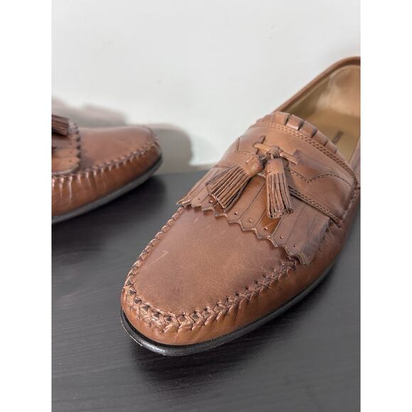 Johnston & Murphy Shoes Mens Size 11 Brown Leather Tassel Loafers Dress Classic